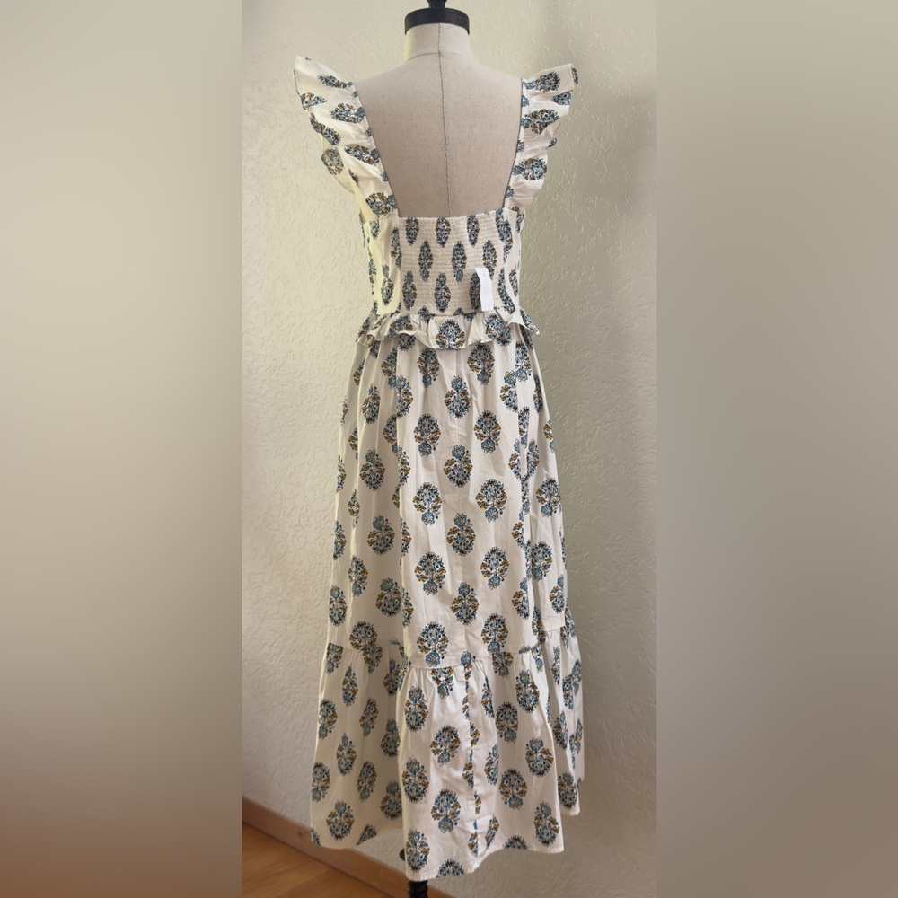 A-Line Maxi White and Blue Women’s Maxi Dress with pockets by J. Crew - Picture 2 of 15